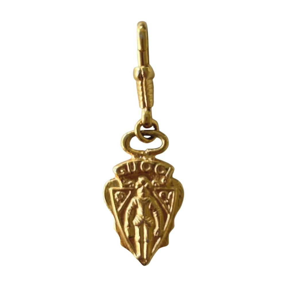 Authentic Gucci Knight Crest Charm - Gold Tone Pendant - Vintage